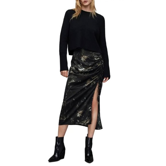ALLSAINTS Carla Titania Ruched Midi SkirtSz 8